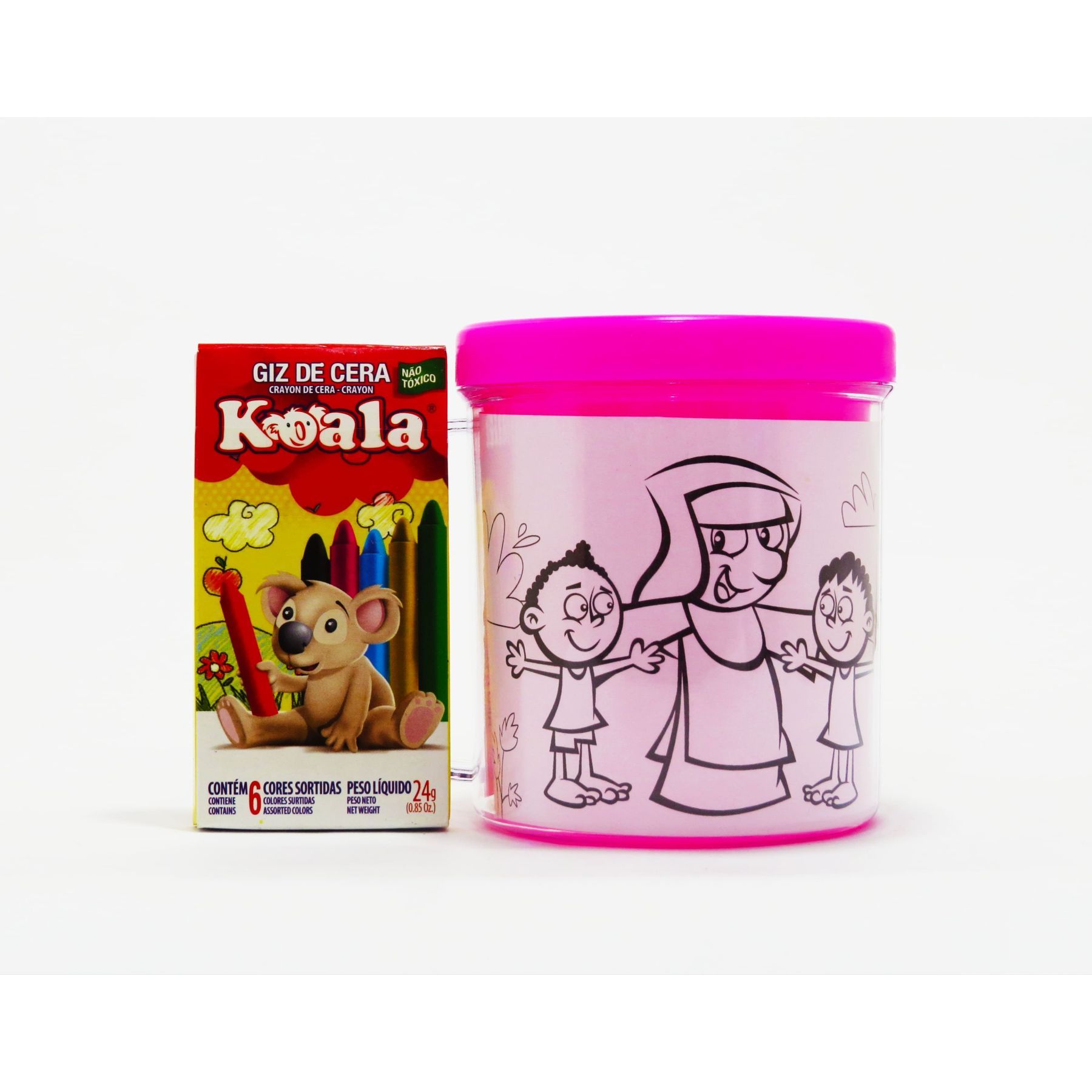 Caneca de Colorir com Kit Giz de Cera Santa Dulce